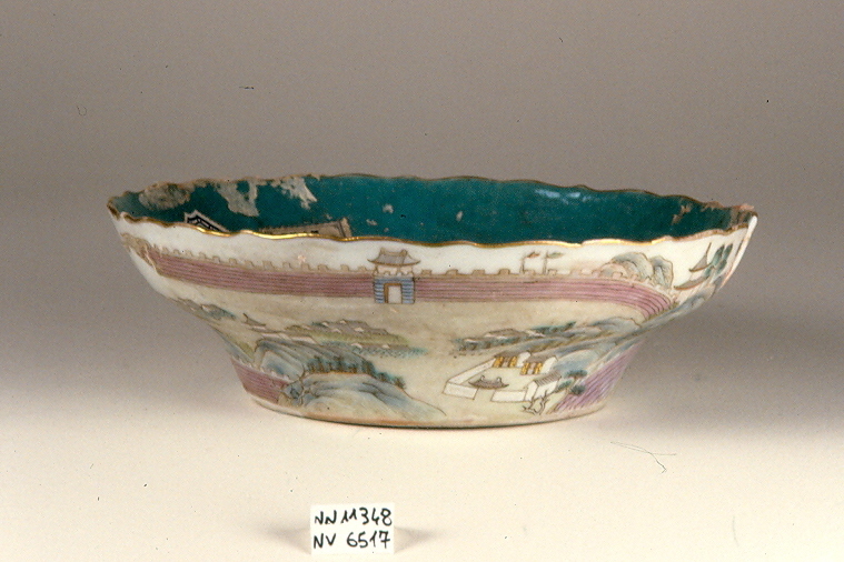 paesaggio con architetture (coppetta, opera isolata) - ambito cinese (sec. XVIII)