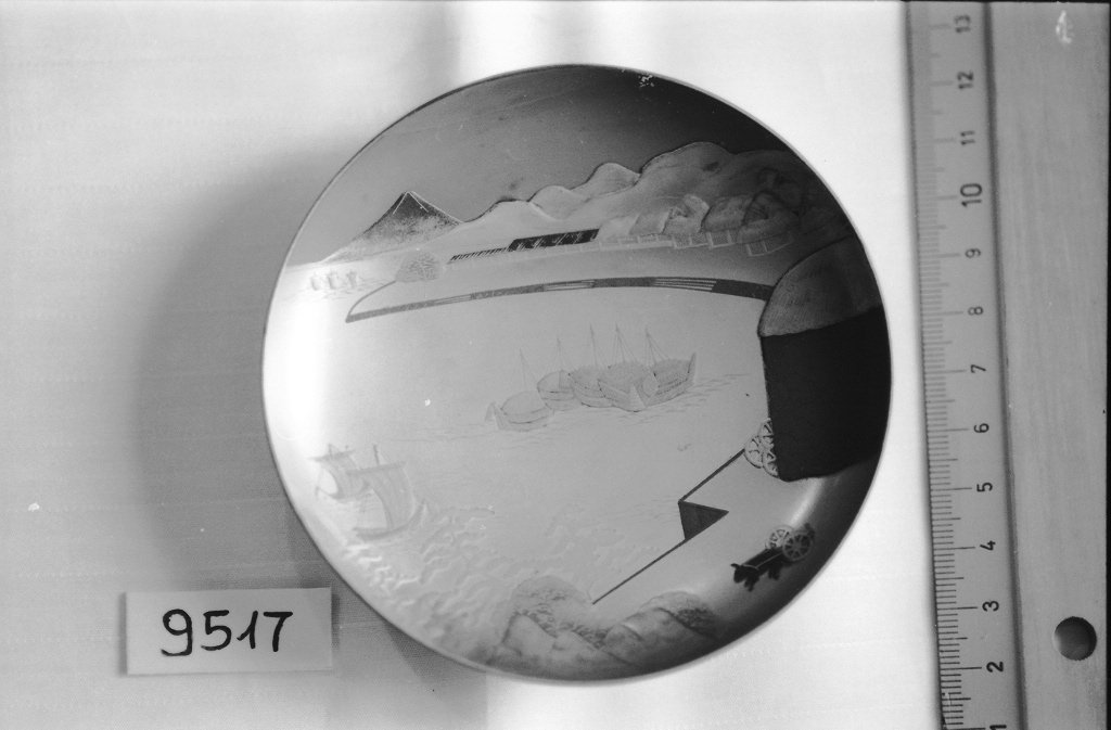 paesaggio marino (coppetta, opera isolata) di Minsai (seconda metà sec. XIX)