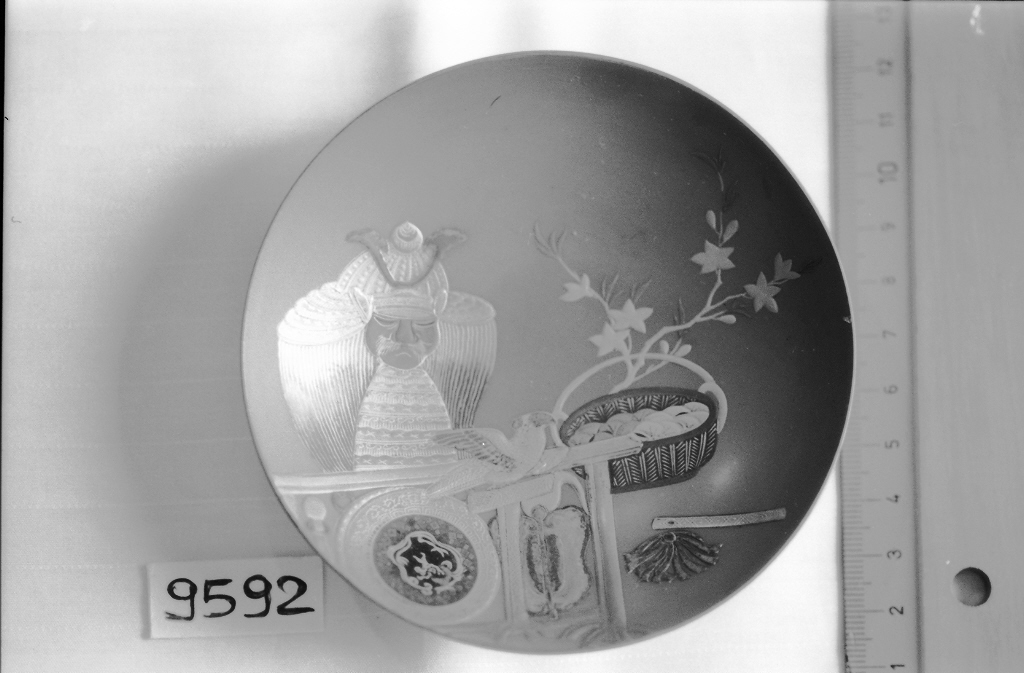 simboli delle feste primaverili per bambini, leggenda giapponese (coppetta, opera isolata) di Kyorinsai (seconda metà sec. XIX)