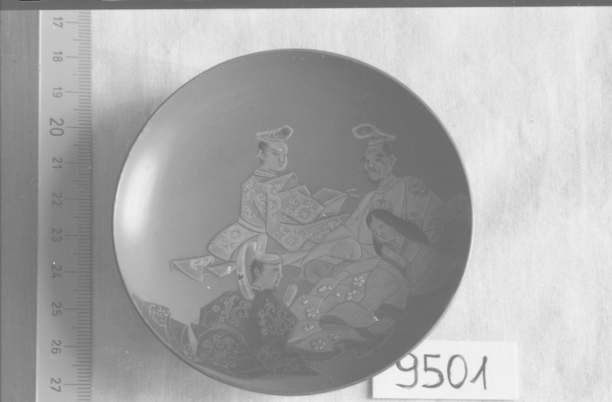 geni poetici (sanjurokkasen), leggenda giapponese (coppetta, opera isolata) - ambito giapponese (seconda metà sec. XIX)