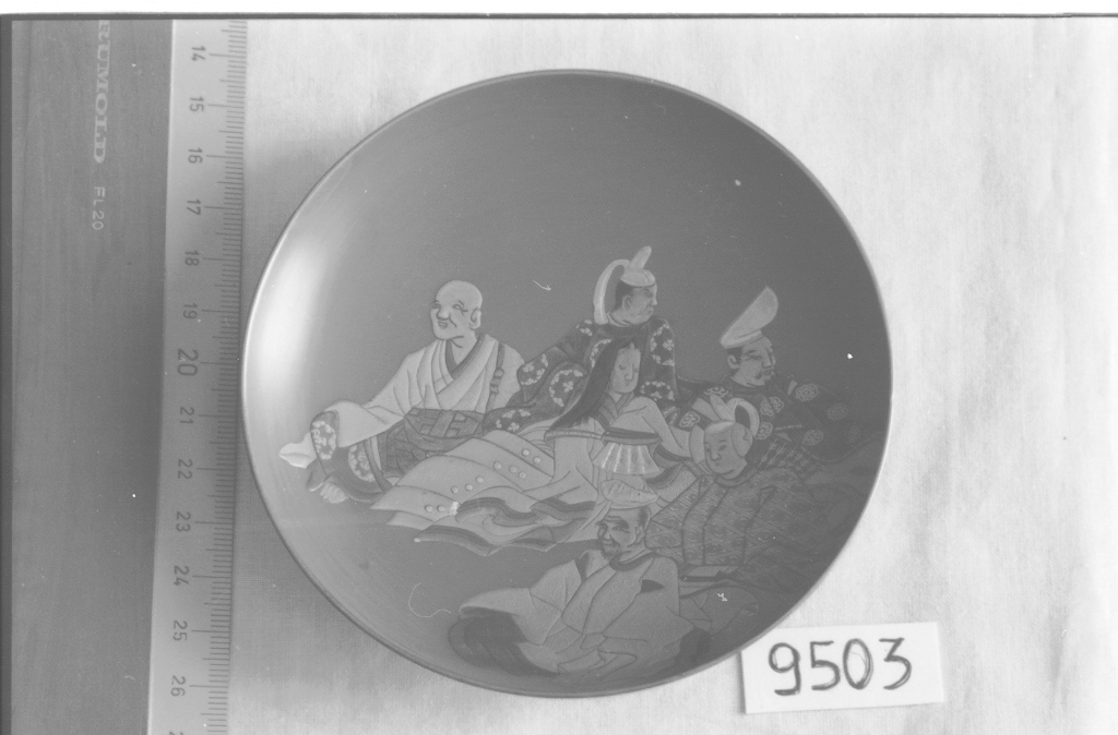 geni poetici (sanjurokkasen), leggenda giapponese (coppetta, opera isolata) - ambito giapponese (seconda metà sec. XIX)