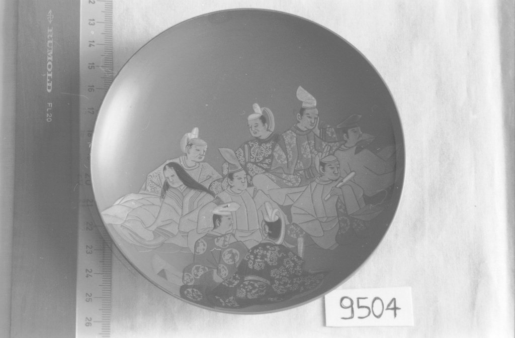 geni poetici (sanjurokkasen), leggenda giapponese (coppetta, opera isolata) - ambito giapponese (seconda metà sec. XIX)