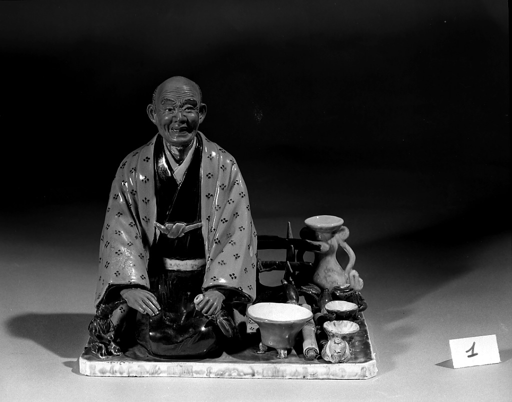 figura maschile di anziano (statuetta, opera isolata) - ambito giapponese (sec. XIX)