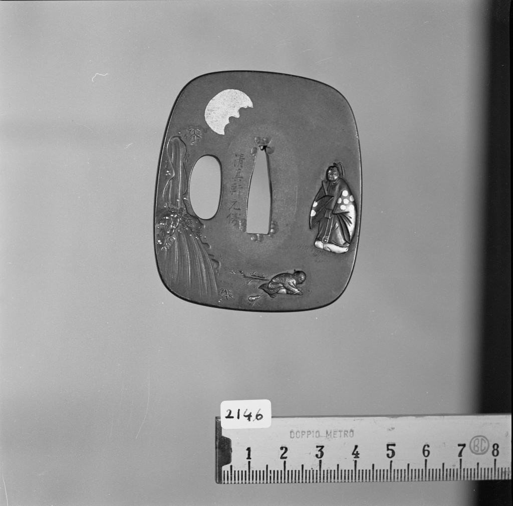 Yori e montagne, paesaggio montano (placchetta di spada, insieme) di Mototomo (sec. XIX)