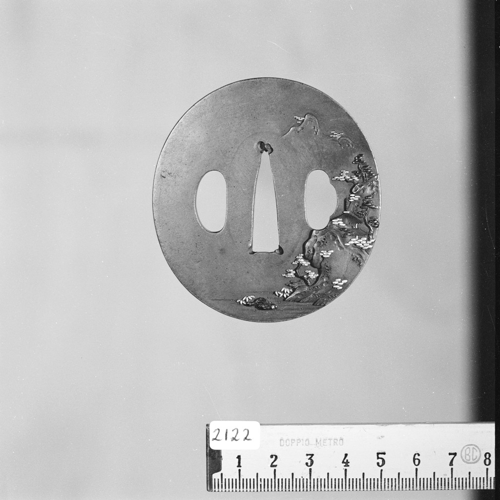Paesaggio cinese, paesaggio (placchetta di spada, insieme) - ambito giapponese (secc. XVIII/ XIX)