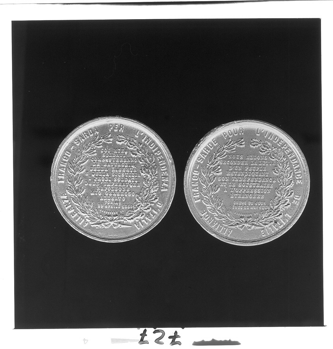 iscrizione (medaglia, opera isolata) - ambito Italia nord-occidentale (sec. XIX)