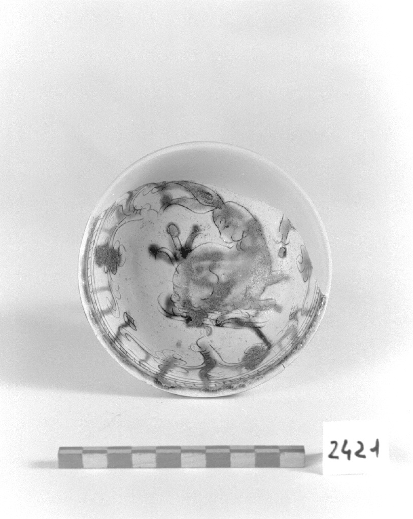 animali (scodella, opera isolata) - produzione veneziana (secc. XVI/ XVII)