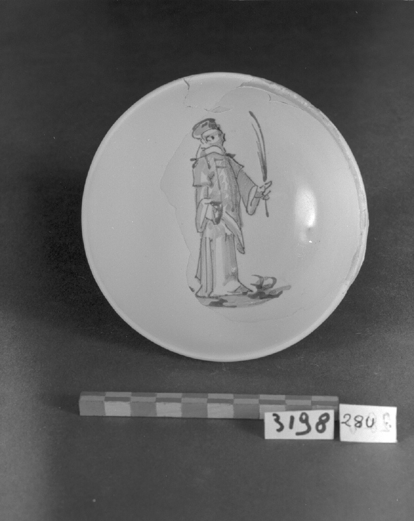 Santo martire (scodella, frammento) - produzione veneziana (secc. XVI/ XVII)