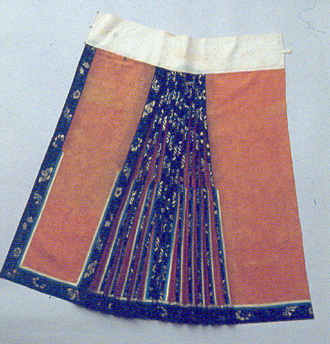 mezza gonna decorata, motivi decorativi (abito, opera isolata) - manifattura cinese (sec. XIX)