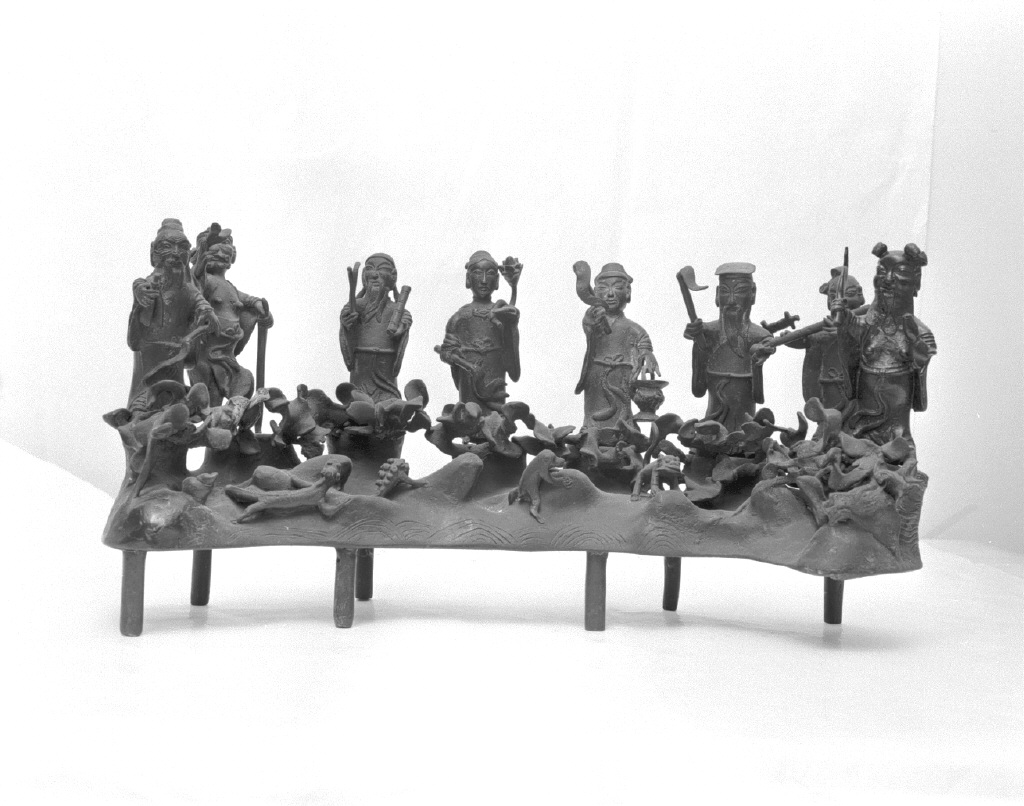 figure maschili e animali fantastici (statuetta, opera isolata) - ambito cinese (secc. XVII/ XIX)