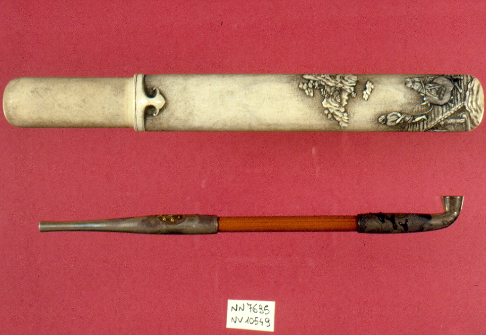 paesaggio (pipa, elemento d'insieme) - ambito giapponese (secc. XVII/ XIX)