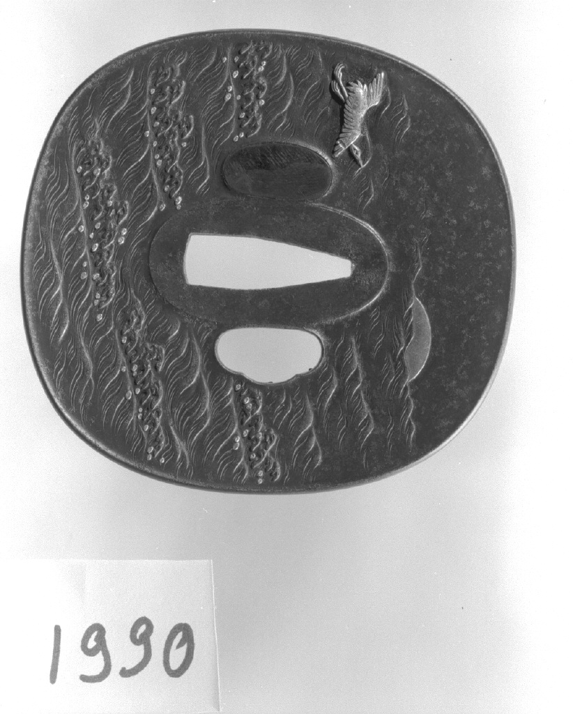 paesaggio con animali (placchetta di spada, insieme) di Tenkodo Hidekuni (secc. XVI/ XIX)