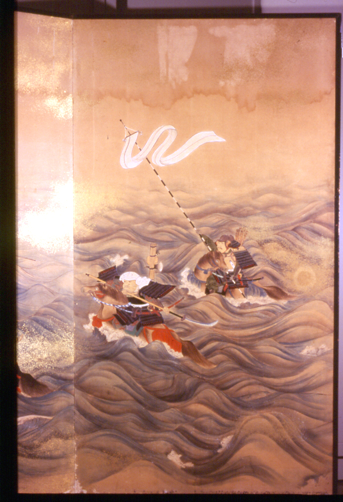 scena di battaglia (paravento, opera isolata) - ambito giapponese (sec. XIX)