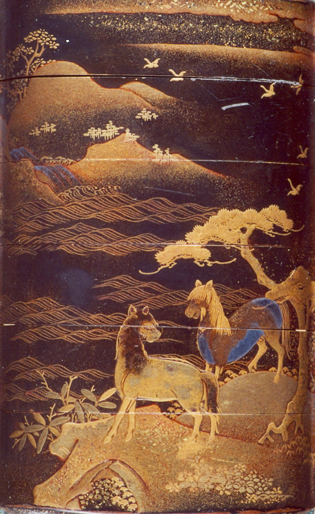 paesaggio con animali (inro, opera isolata) - ambito giapponese (secc. XVII/ XIX)