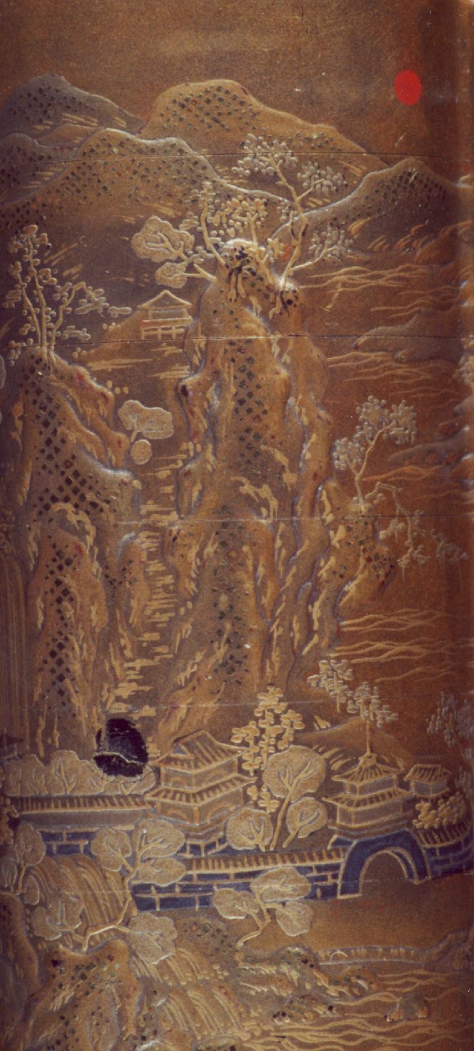 paesaggio lacustre (inro, opera isolata) - ambito giapponese (secc. XVII/ XIX)