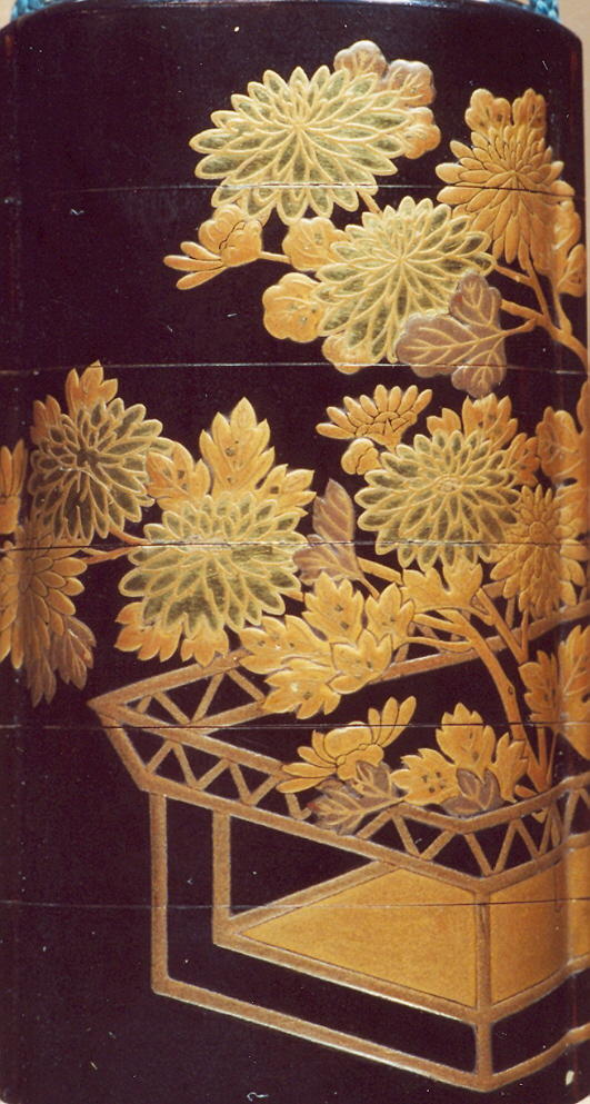 vaso con fiori, scatola (inro, opera isolata) - ambito giapponese (secc. XVII/ XIX)