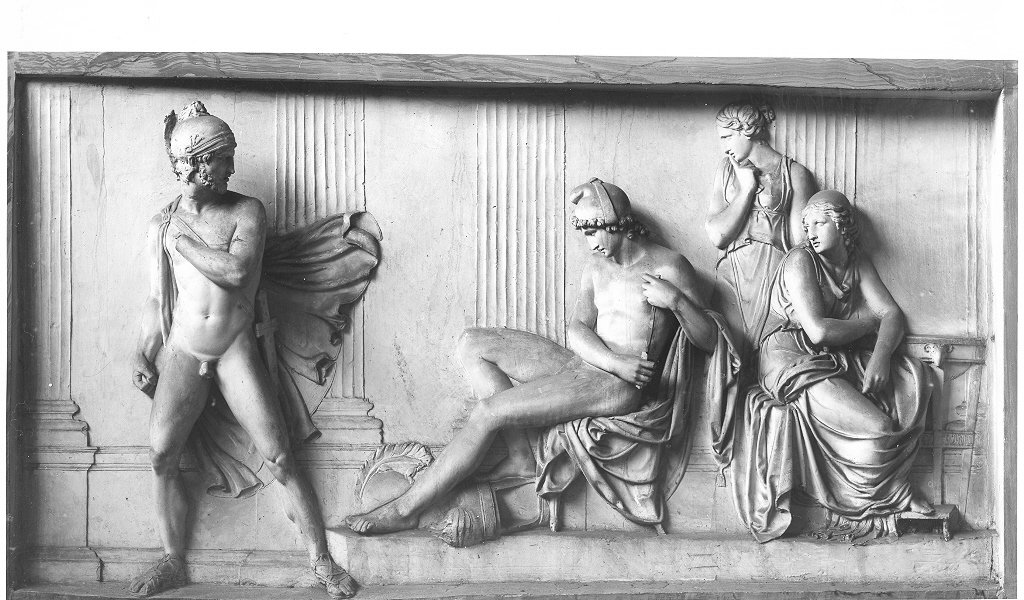 Ettore rimprovera Paride (rilievo, opera isolata) di De Martini Jacopo (secc. XVIII/ XIX)