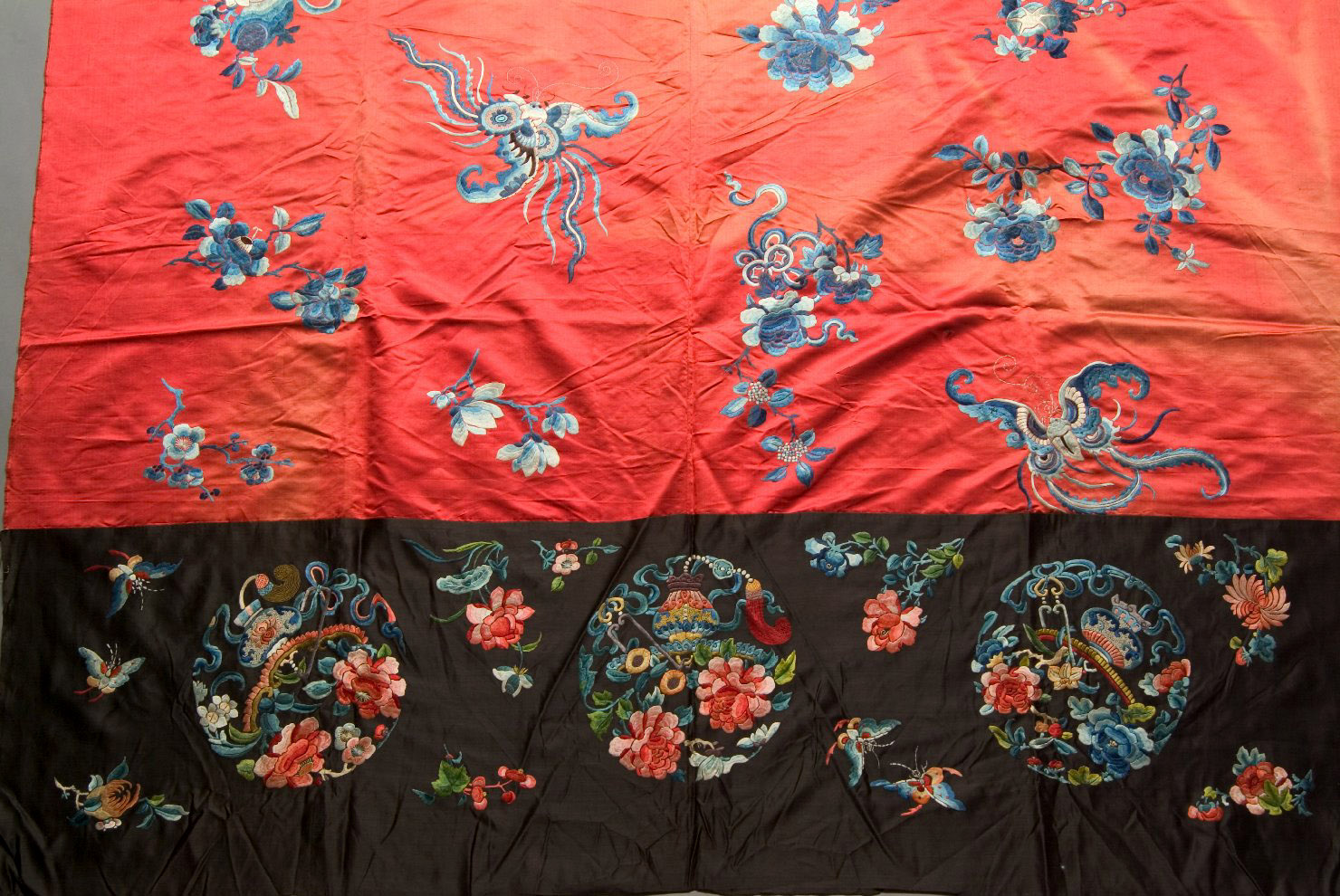 pannello decorato (tessuto, opera isolata) - manifattura cinese (sec. XIX)