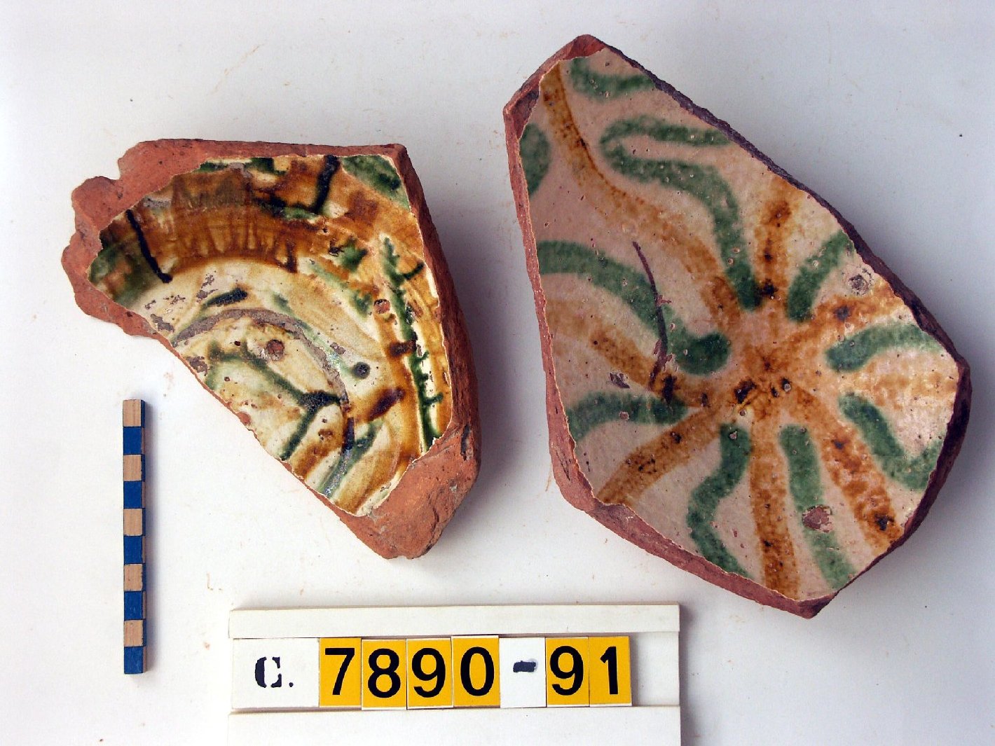 motivi decorativi (scodella, frammento) - ambito veneto (secc. XVI/ XVII)