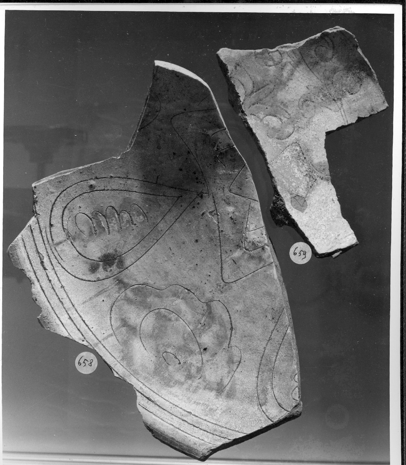 motivi decorativi geometrici e vegetali stilizzati (catino, frammento) - ambito veneziano (secc. XVI/ XVII)