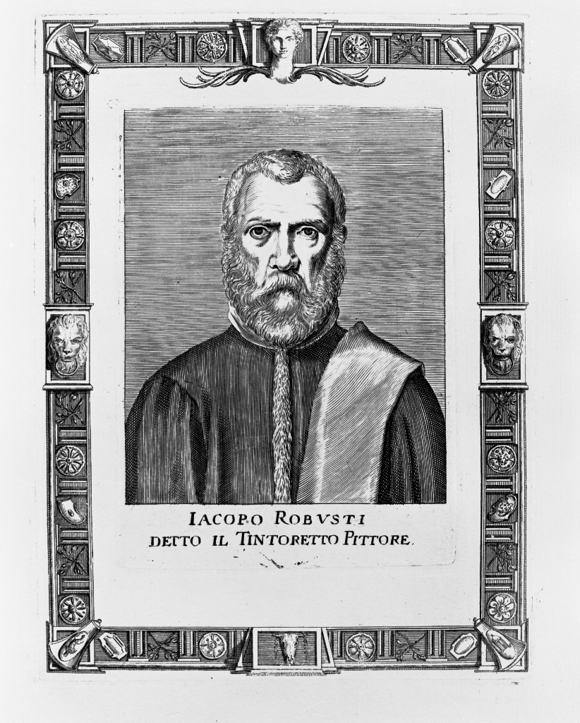Iacopo Robusti detto il Tintoretto Pittore, ritratto d'uomo (stampa, stampa composita) di Piccini Giacomo, Robusti Jacopo detto Tintoretto (metà sec. XVII)