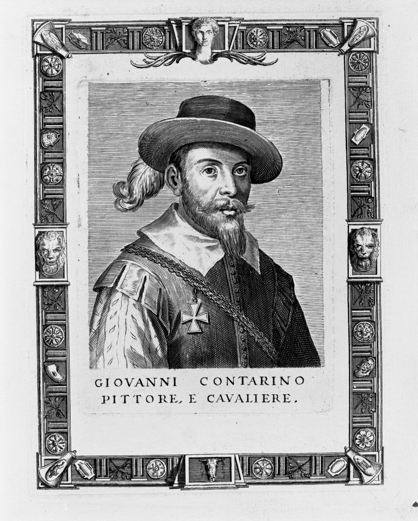Giovanni Contarino Pittore e Cavaliere, ritratto d'uomo (stampa, stampa composita) di Piccini Giacomo (attribuito) (metà sec. XVII)