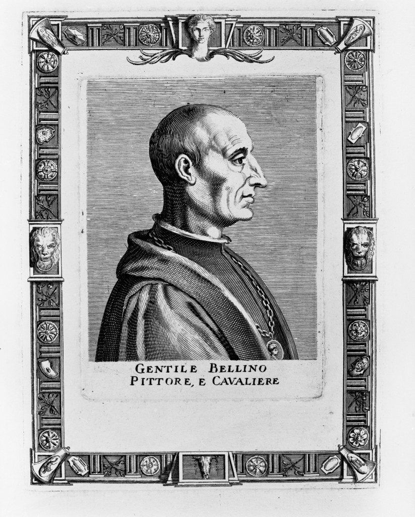 Gentile Bellino Pittore e Cavaliere, ritratto d'uomo (stampa, stampa composita) di Piccini Giacomo (attribuito) (metà sec. XVII)