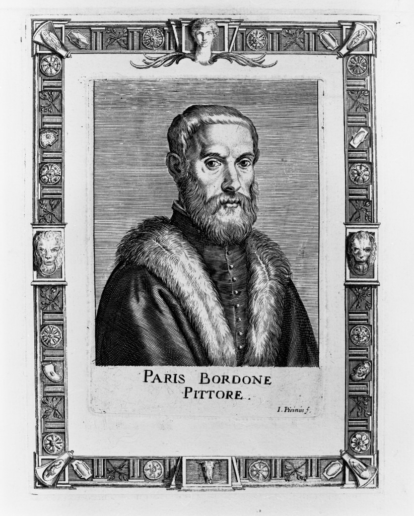 Paris Bordone Pittore, ritratto d'uomo (stampa, stampa composita) di Piccini Giacomo (metà sec. XVII)