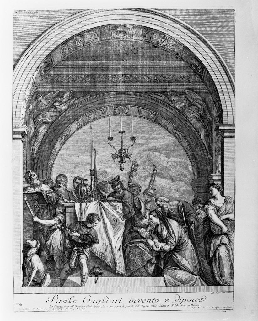 presentazione di Gesù al tempio (stampa, stampa composita) di Saiter Johann Gottfried, Caliari Paolo detto Veronese (sec. XVIII)