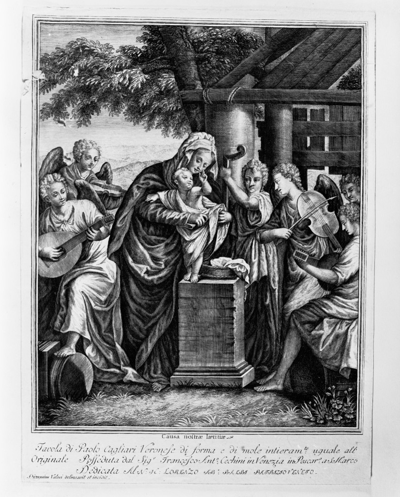 Madonna con Bambino e angeli (stampa, stampa composita) di Valesio Dionigi, Caliari Paolo detto Veronese (fine/inizio secc. XVIII/ XIX)