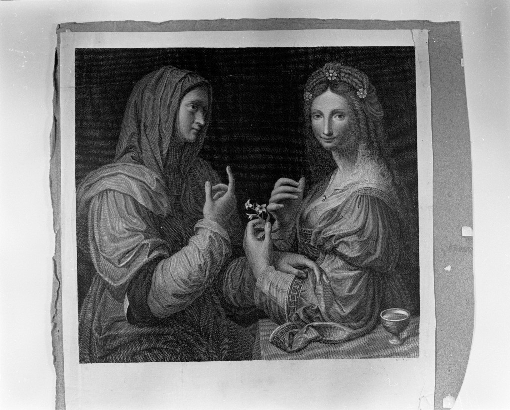 Modestia e Vanità, figure allegoriche femminili (stampa, serie) di Volpato Giovanni, Leonardo da Vinci (sec. XVIII)