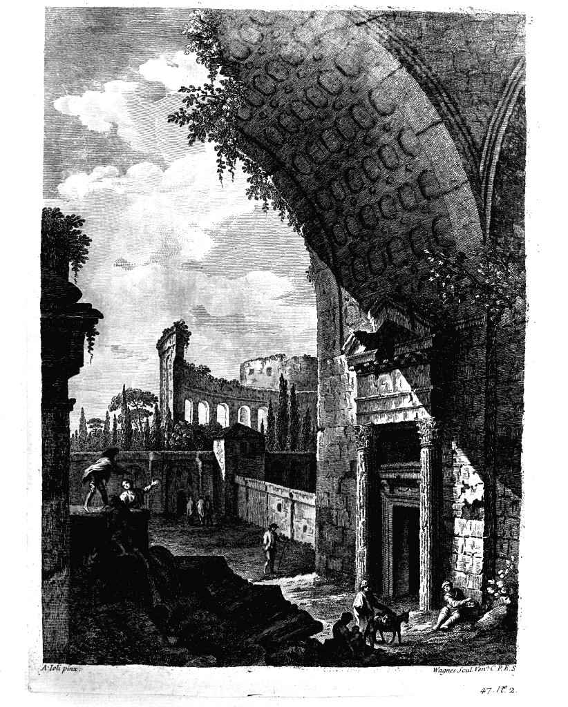 paesaggio con rovine (stampa, serie) di Wagner Joseph, Joli Antonio (seconda metà sec. XVIII)