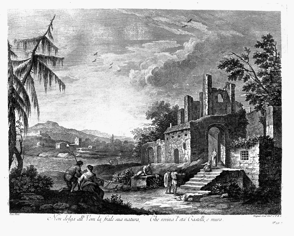 paesaggio con rovine (stampa, serie) di Wagner Joseph, Zais Giuseppe (seconda metà sec. XVIII)