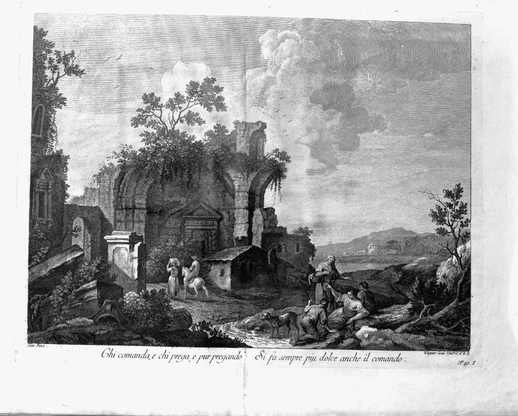 paesaggio con rovine (stampa, stampa composita) di Wagner Joseph, Zais Giuseppe (seconda metà sec. XVIII)