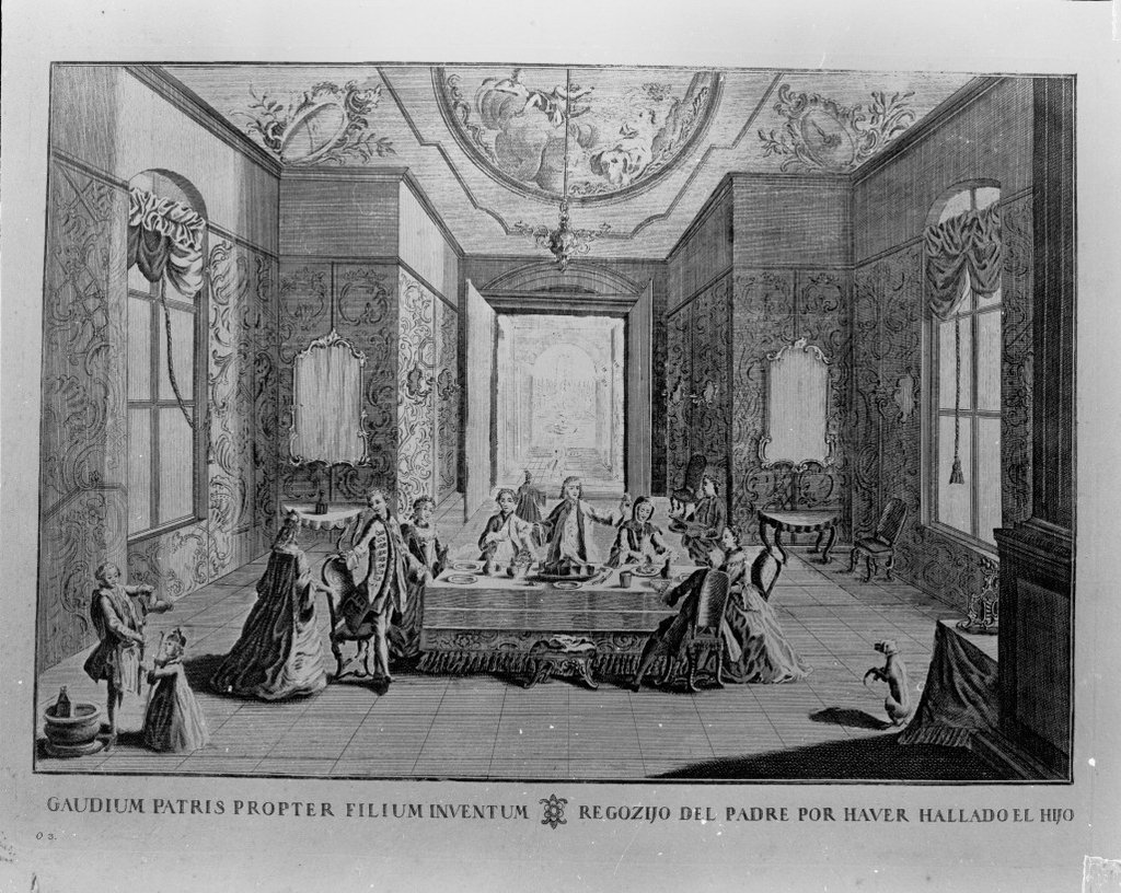 festa in onore del figliol prodigo (stampa) - ambito veneto (seconda metà sec. XVIII)