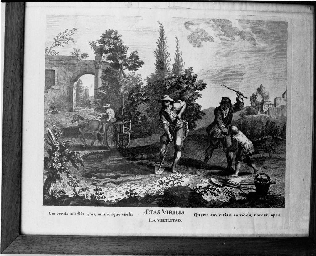 scena di vita campestre (stampa) - ambito veneto (sec. XVIII)