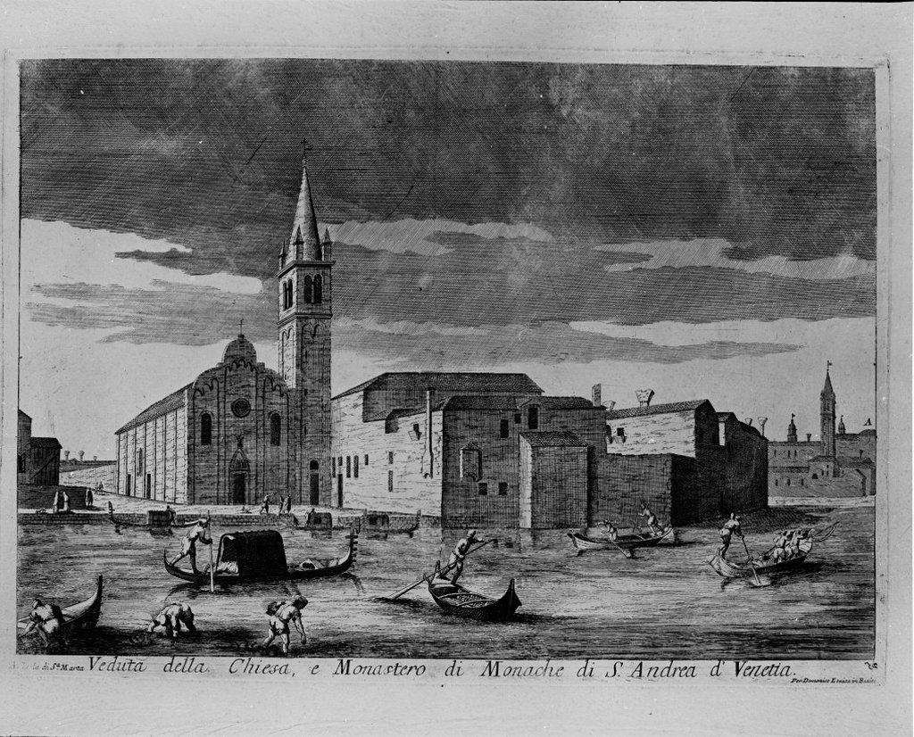 veduta della chiesa e del monastero di Sant'Andrea (stampa) - ambito veneto (sec. XVIII)