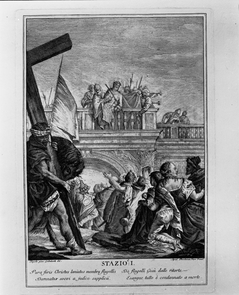 stazione I: Gesù condannato a morte (stampa) di Tiepolo Giandomenico (seconda metà sec. XVIII)