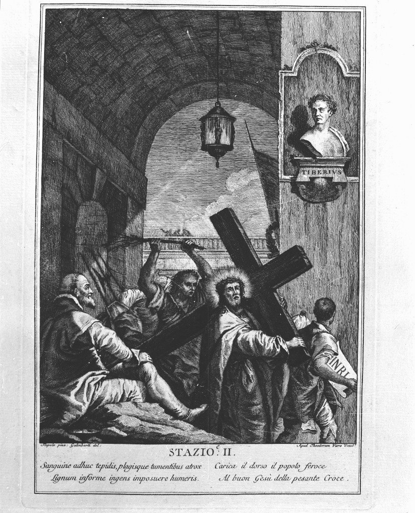 stazione II: Gesù caricato della croce (stampa) di Tiepolo Giandomenico (seconda metà sec. XVIII)