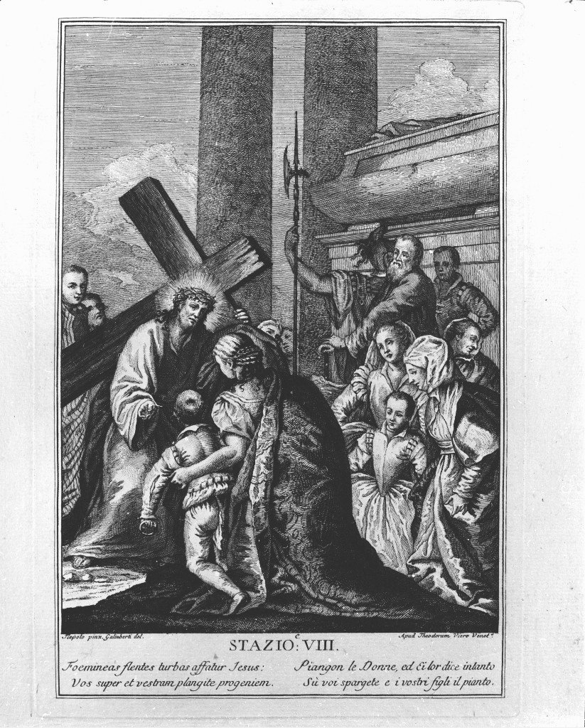 stazione VIII: Gesù consola le donne di Gerusalemme (stampa) di Tiepolo Giandomenico (seconda metà sec. XVIII)