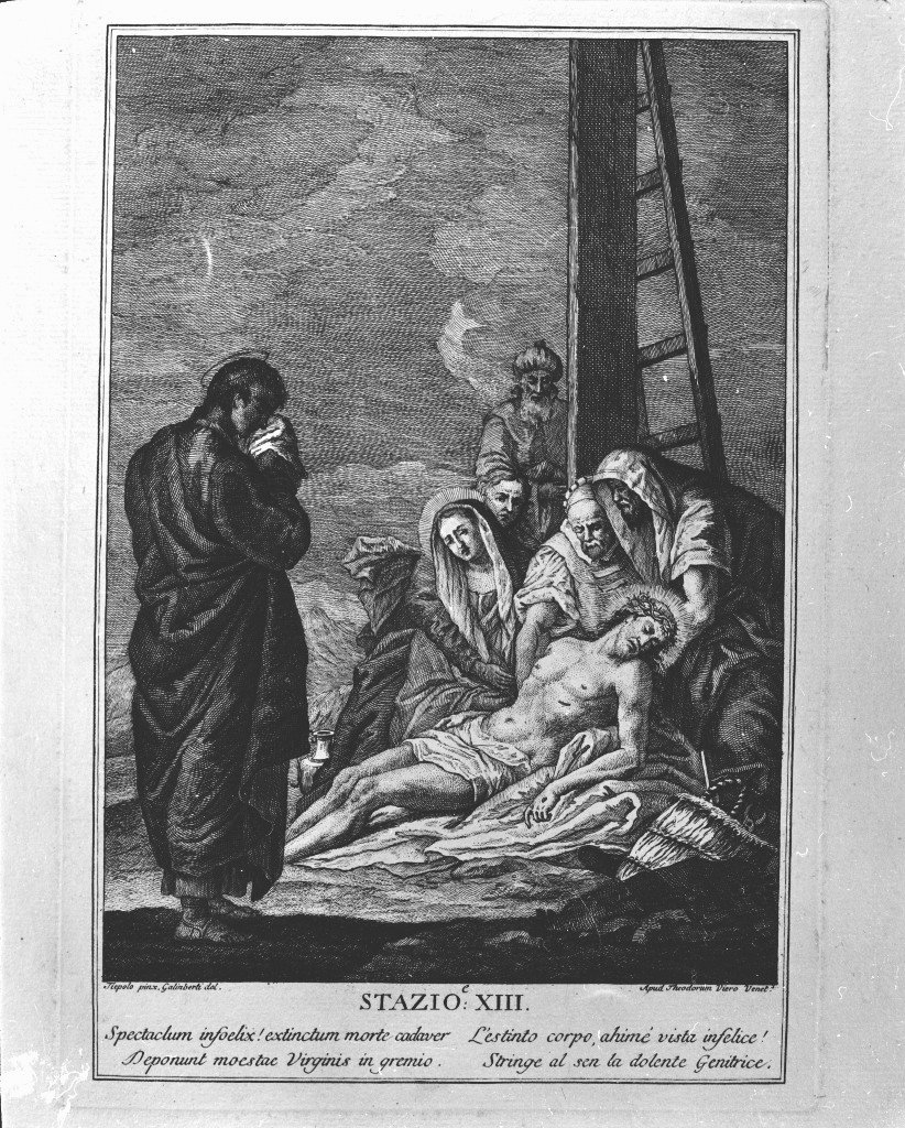 stazione XIII: Gesù deposto dalla croce (stampa) di Tiepolo Giandomenico (seconda metà sec. XVIII)