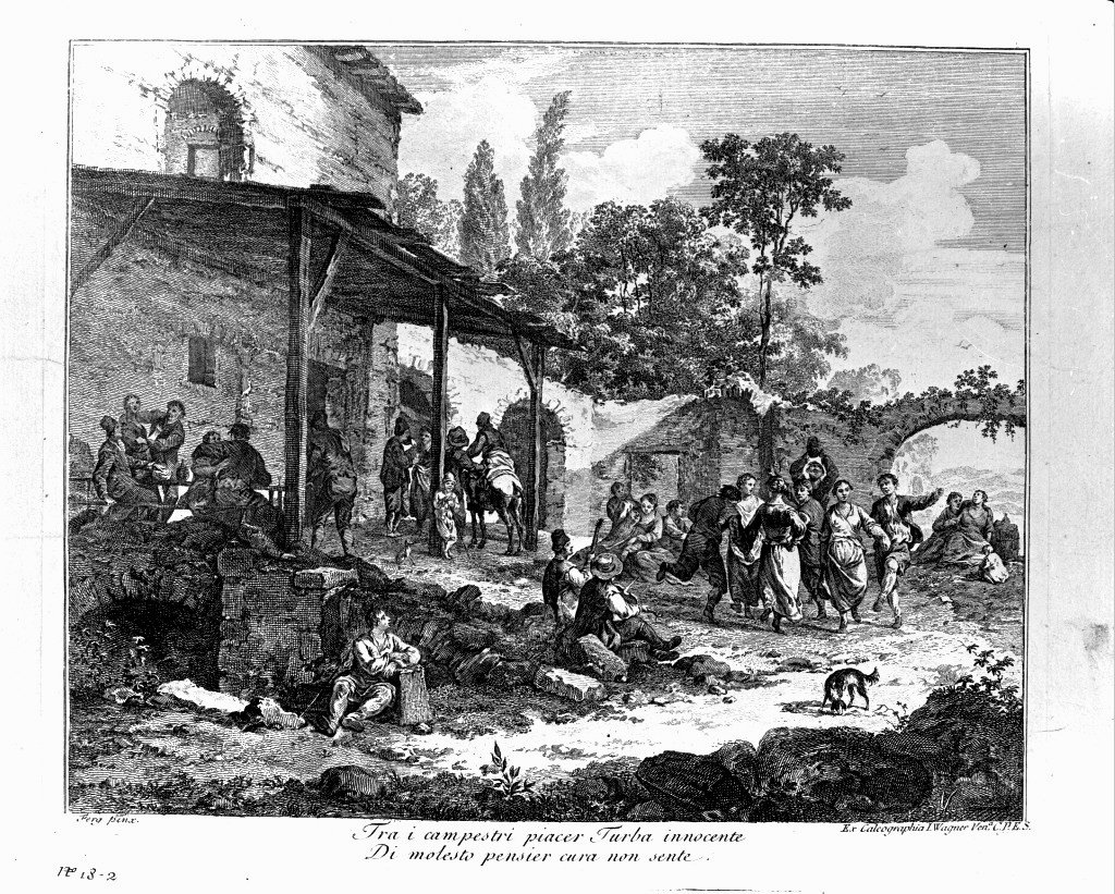 scena campestre con figure (stampa) di De Paula Franz Ferg (sec. XVIII)