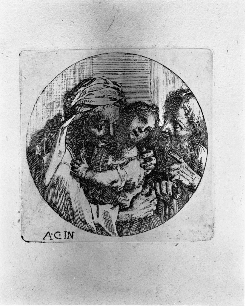 Sacra Famiglia (stampa) di Bellavia Marcantonio, Carracci Annibale (prima metà sec. XVII)
