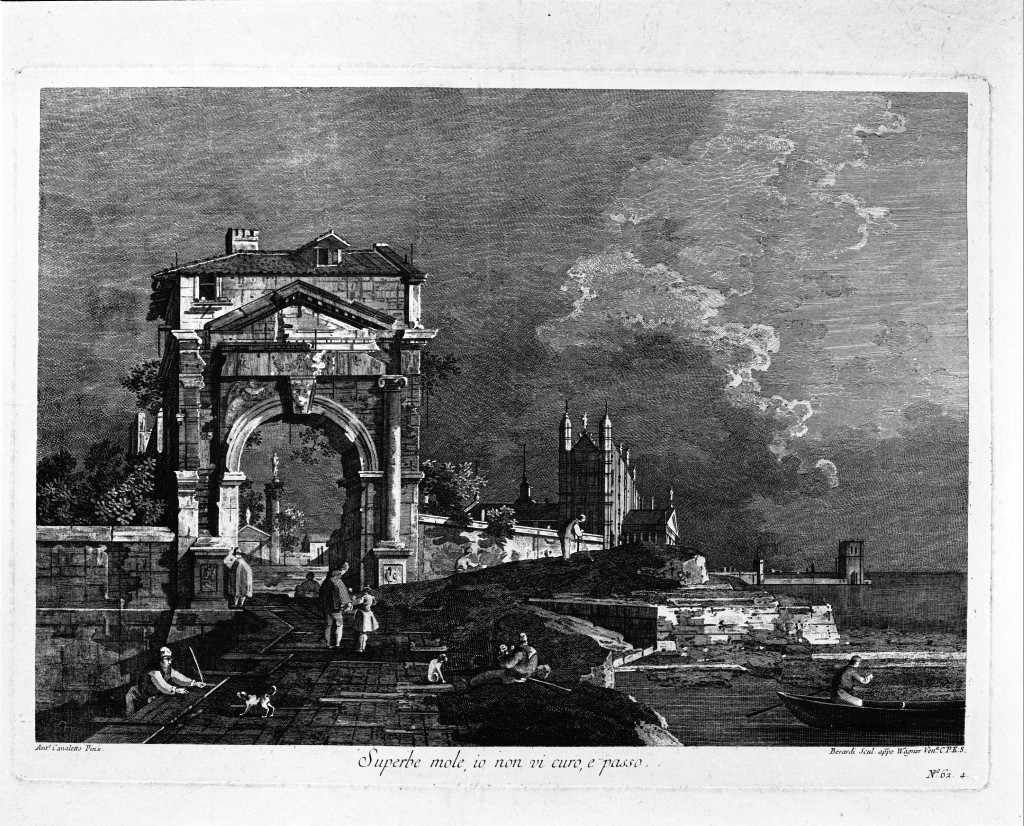 paesaggio lacustre (stampa) di Berardi Fabio, Canal Antonio detto Canaletto (terzo quarto sec. XVIII)