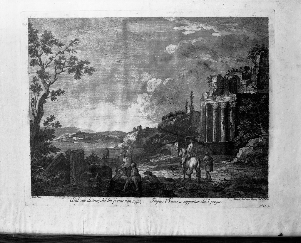 paesaggio con rovine (stampa) di Berardi Fabio, Zais Giuseppe (seconda metà sec. XVIII)