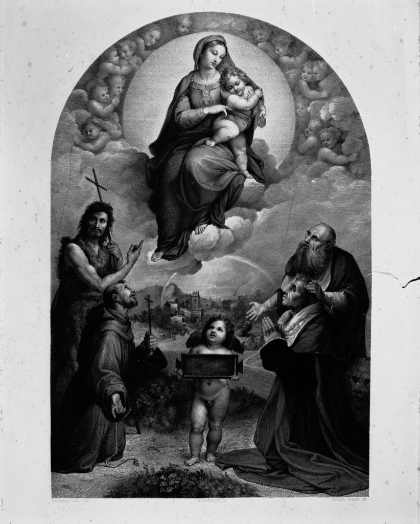 Madonna con Bambino e santi, Madonna con Bambino e Santi (stampa) di Bonaini Gustavo, Sanzio Raffaello detto Raffaello (sec. XIX)