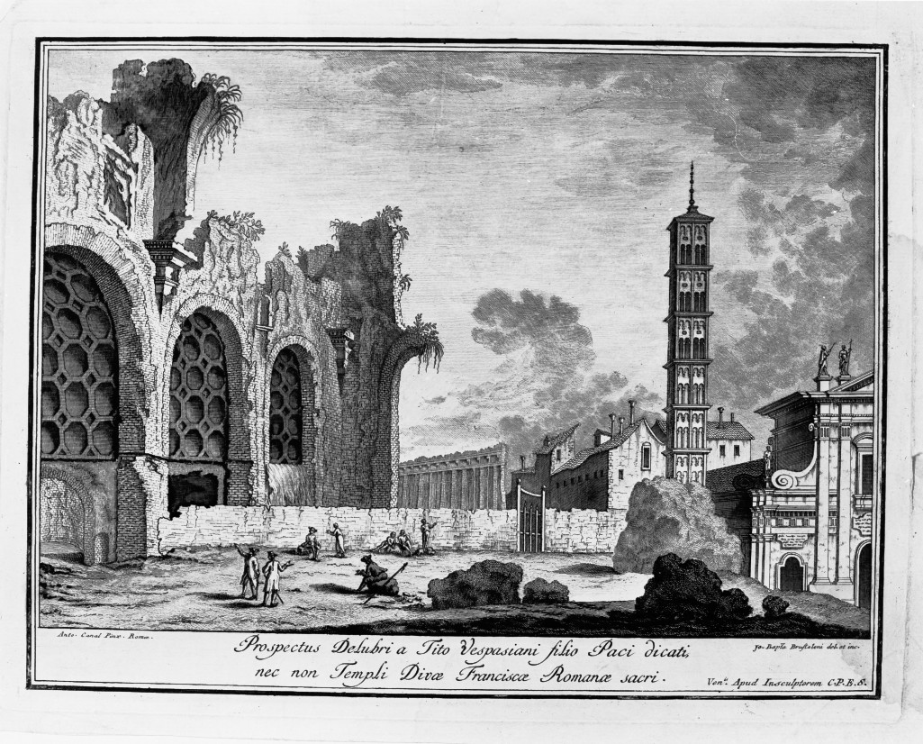 Prospectus Delubri a Tito Vespasiani filio Paci dicati, veduta di città (stampa, serie) di Brustolon Giovanni Battista, Canal Antonio detto Canaletto (ultimo quarto sec. XVIII)