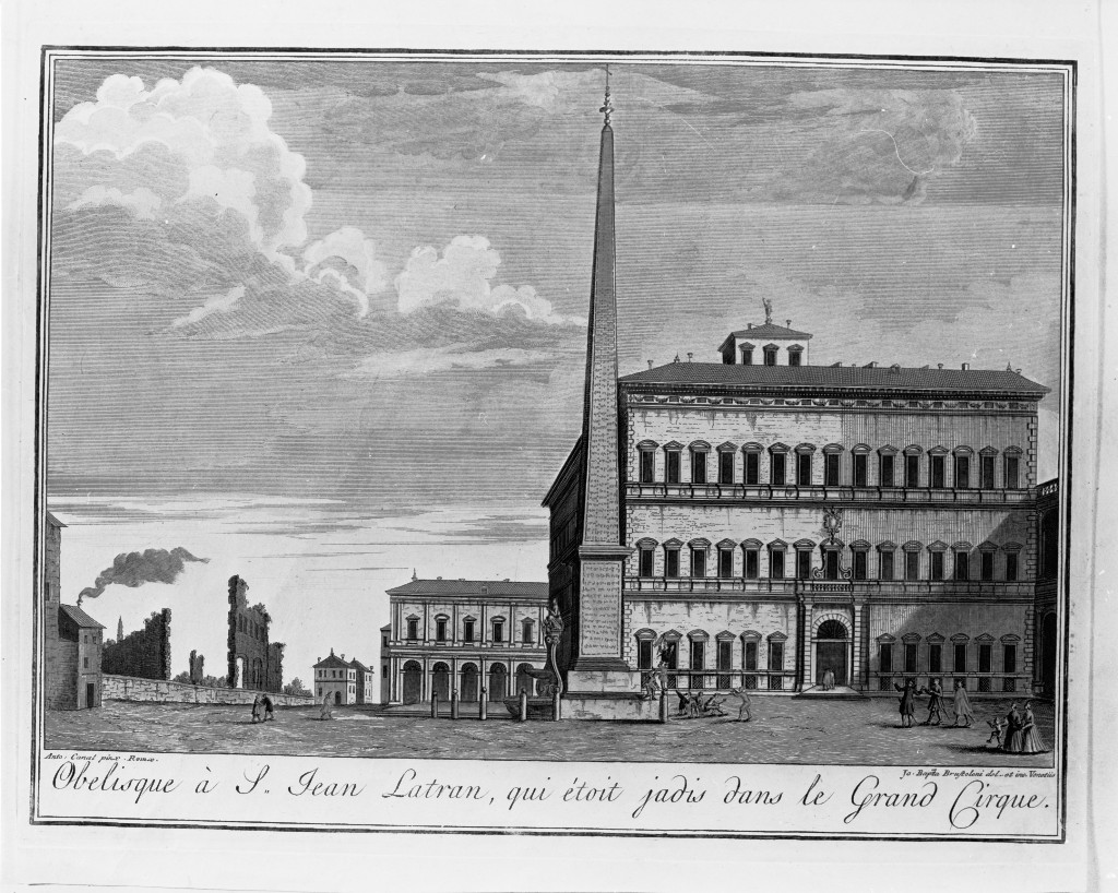 Obelisque à S.Jean Latran, qui étoit jadis dans le Grand Cirque, architettura (stampa, serie) di Brustolon Giovanni Battista, Canal Antonio detto Canaletto (ultimo quarto sec. XVIII)