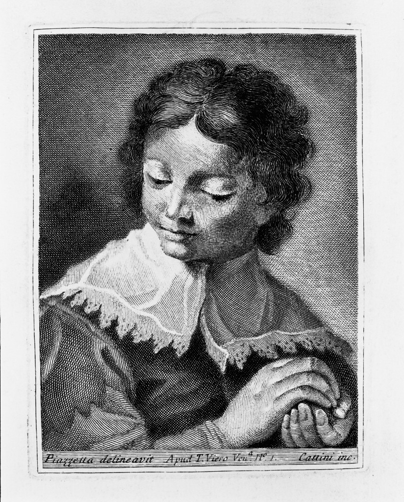 Testa di giovane, ritratto d'uomo (stampa, serie) di Cattini Giovanni, Piazzetta Giovanni Battista (sec. XVIII)