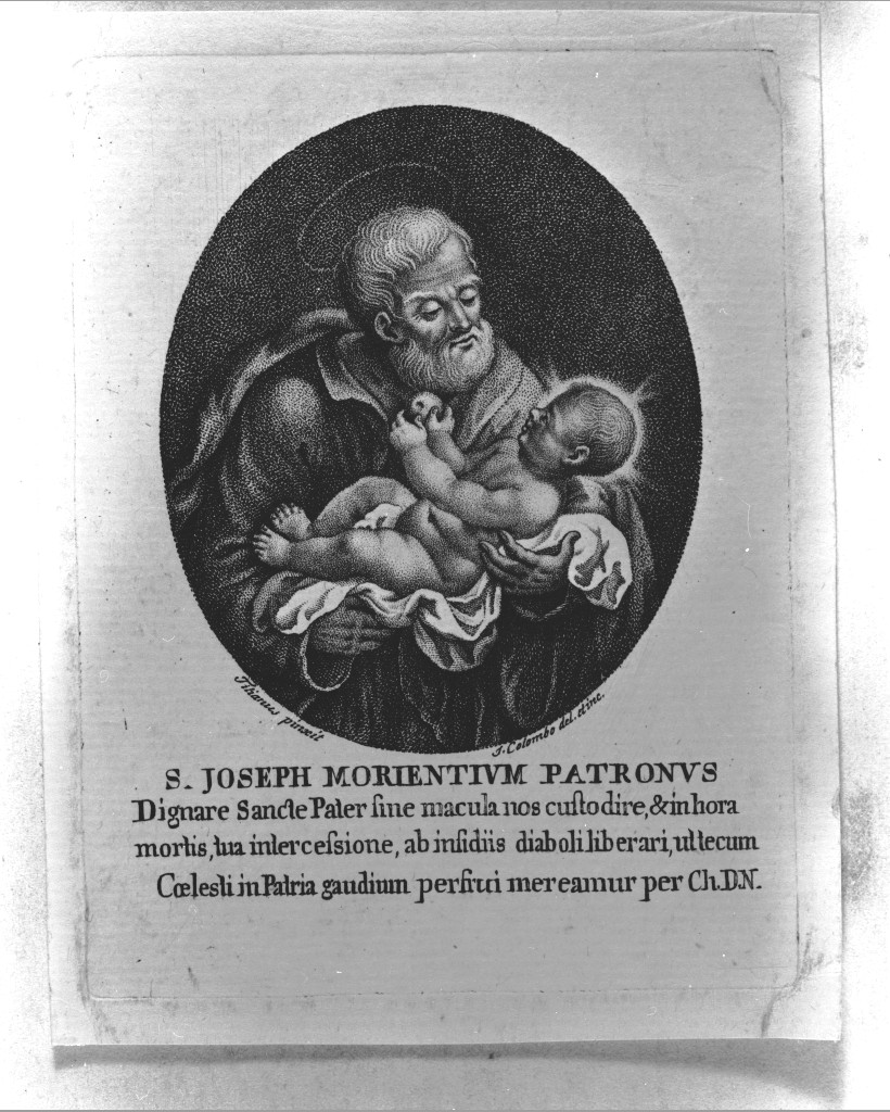 San Giuseppe e Gesù Bambino, San Giuseppe e Gesù Bambino (stampa) di Colombo Ignazio, Vecellio Tiziano (primo quarto sec. XIX)